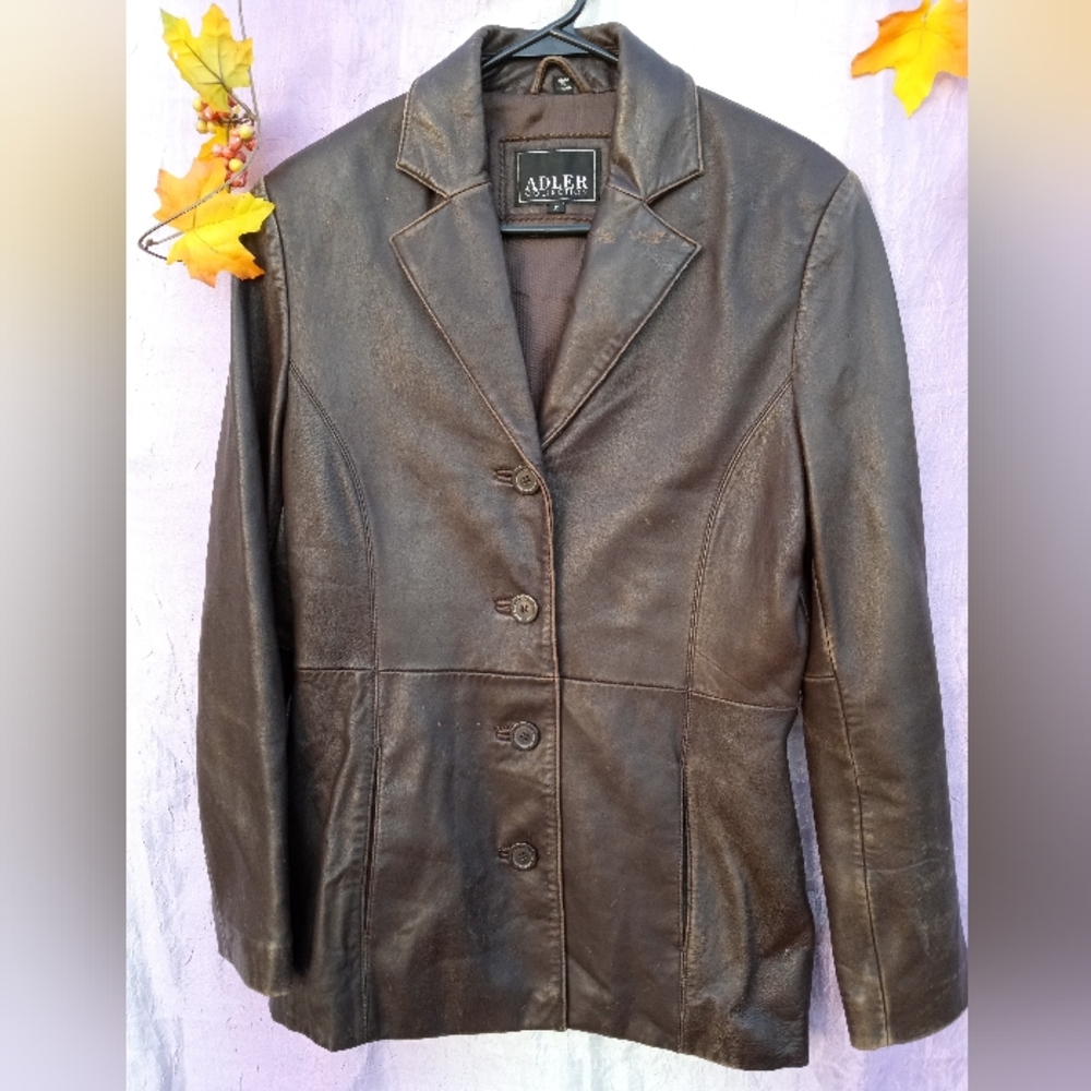 Womens Small Leather Coat Alder Collection
